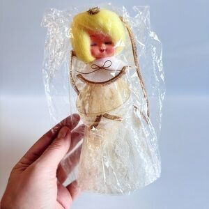 Vintage 1960s Angel Tree Topper Lace Dress